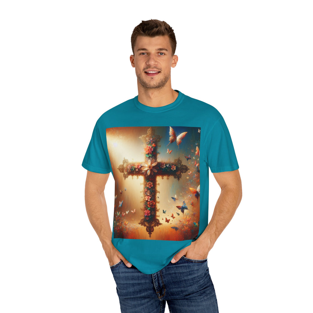 Faith-Inspired Floral Cross T-Shirt, Inspirational Tee, Religious Gift, Christian Apparel, Casual Wear, Everyday T-Shirt