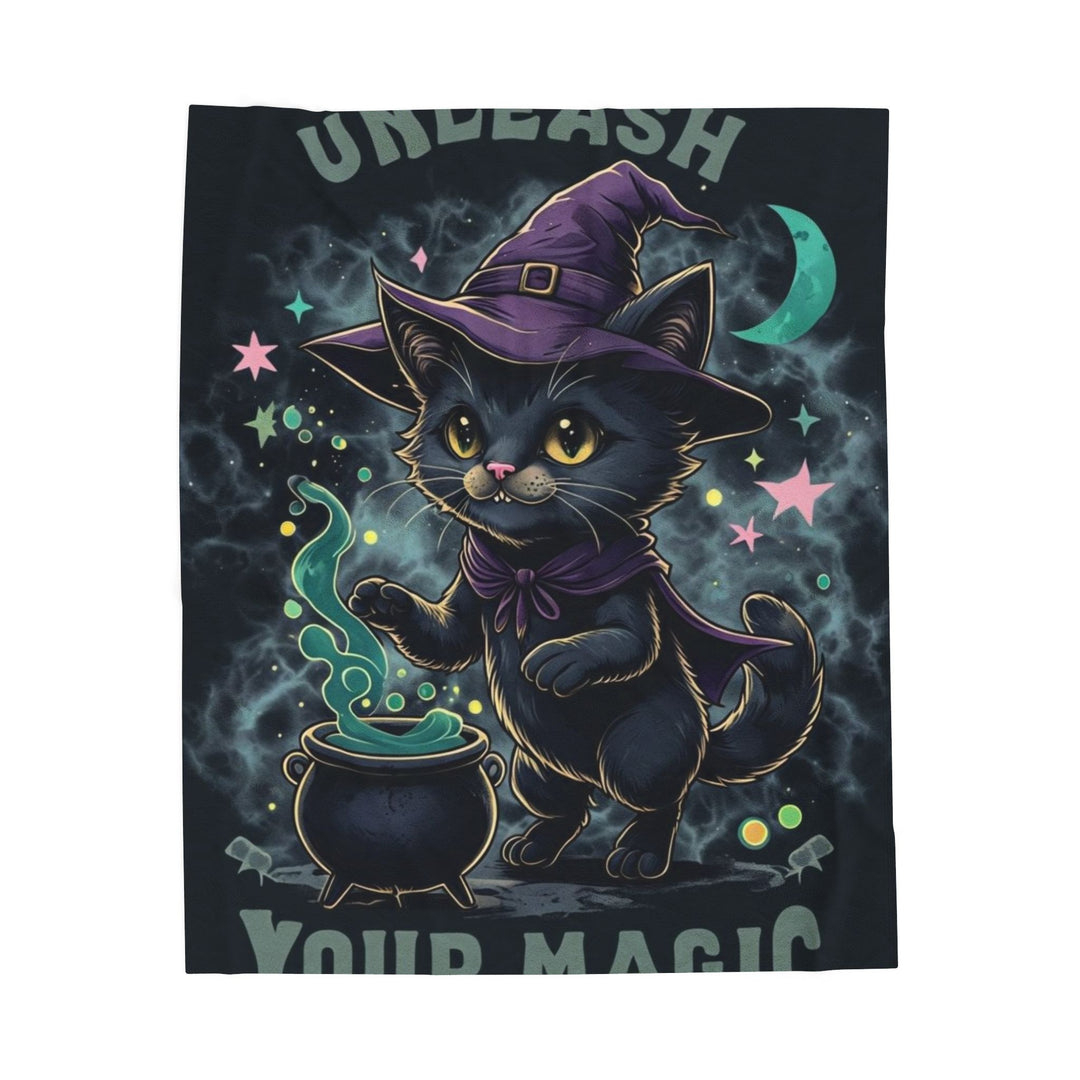 Cozy Halloween Cat Blanket, Unleash Your Magic Throw, Cute Cat Lovers Gift, Enchanting Plush Decor, Perfect for Spooky Season