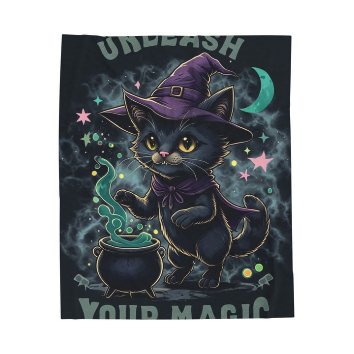 Cozy Halloween Cat Blanket, Unleash Your Magic Throw, Cute Cat Lovers Gift, Enchanting Plush Decor, Perfect for Spooky Season