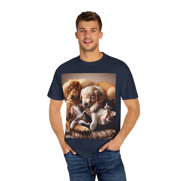 Cute Pets Snuggle Unisex Garment-Dyed T-shirt