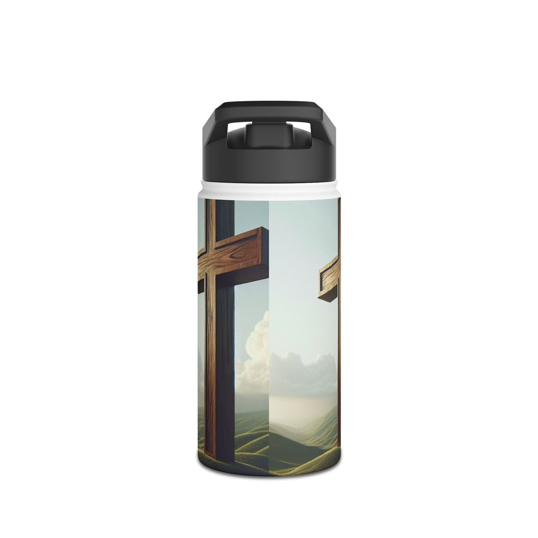 Inspirational Stainless Steel Water Bottle with Cross Design, Eco-Friendly Hydration, Travel Mug, Fitness Gift, Christian Accessories