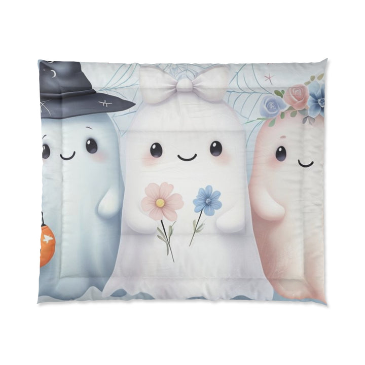 Cute & Cursed Ghost Comforter | Spooky Bedding for Halloween | Cozy Bedroom Decor | Kids' Room | Whimsical Home Accents