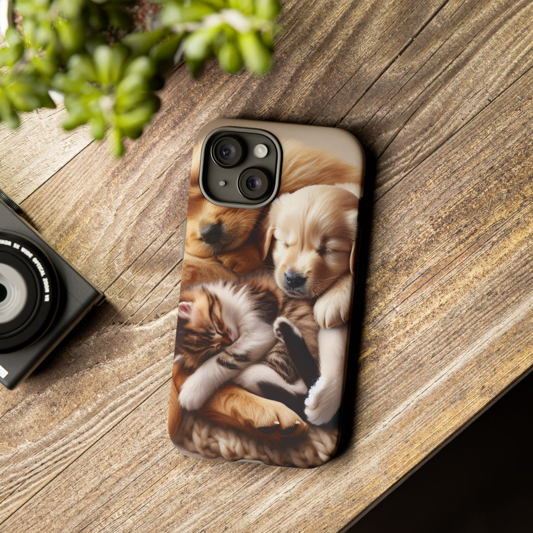 Cute Pets Phone Case - Adorable Puppy and Kitten Design, Animal Lover Gift