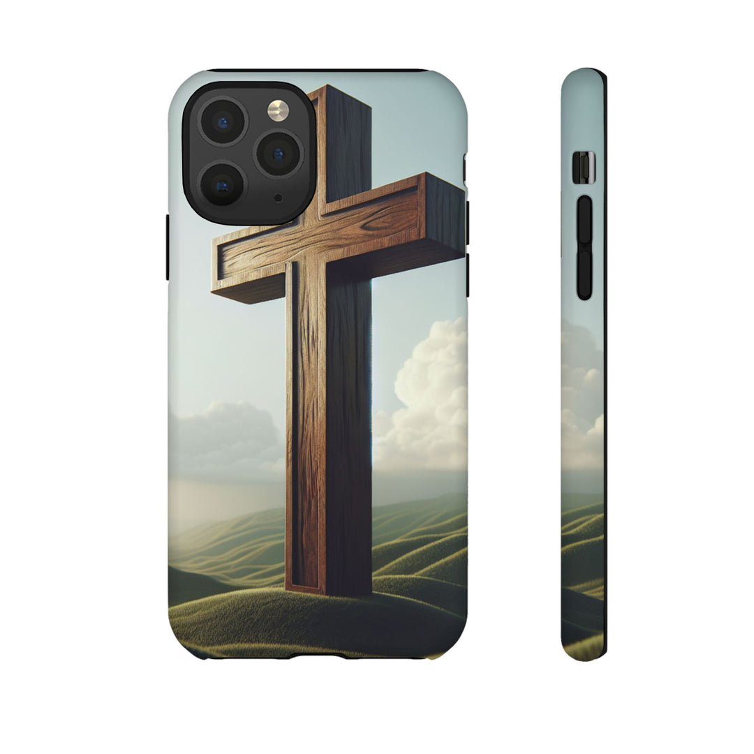 Wooden Cross Phone Case, Inspirational Gift, Christian Decor, Faith-Based Accessory, Unique Tech Gift