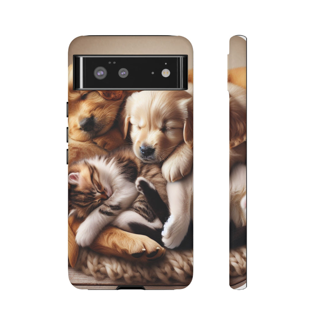 Cute Pets Phone Case - Adorable Puppy and Kitten Design, Animal Lover Gift