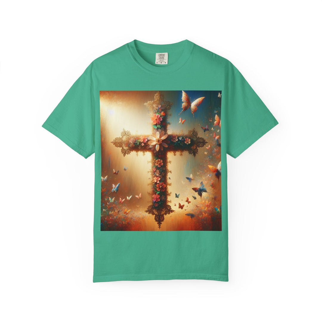 Faith-Inspired Floral Cross T-Shirt, Inspirational Tee, Religious Gift, Christian Apparel, Casual Wear, Everyday T-Shirt