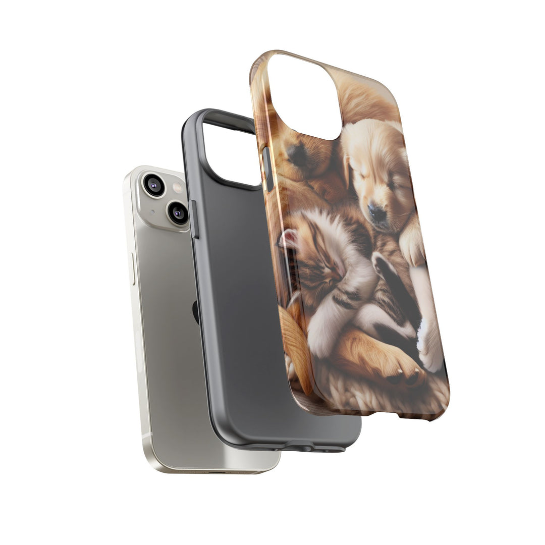 Cute Pets Phone Case - Adorable Puppy and Kitten Design, Animal Lover Gift
