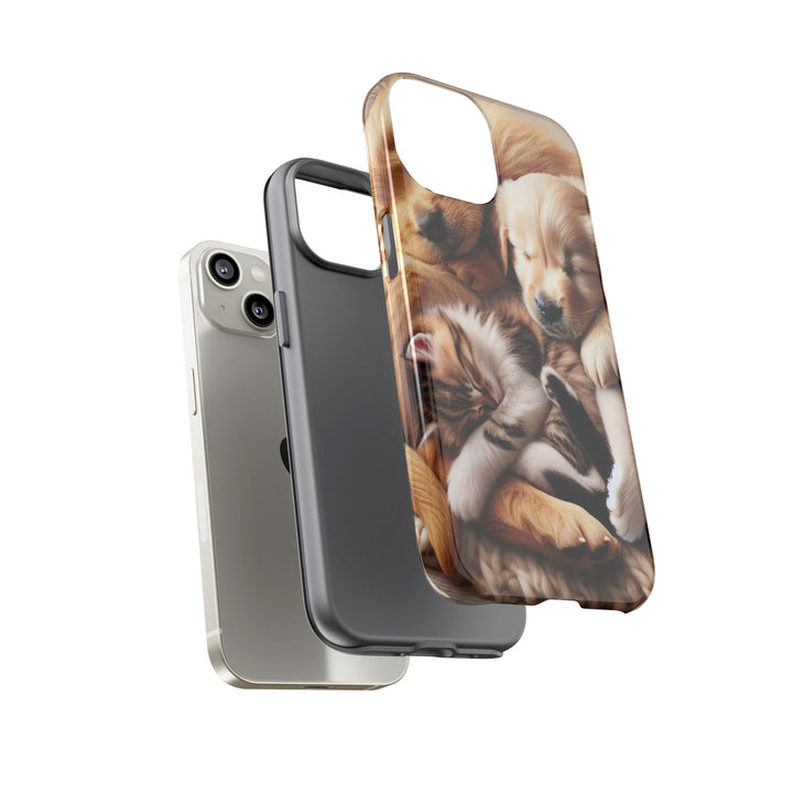 Cute Pets Phone Case - Adorable Puppy and Kitten Design, Animal Lover Gift