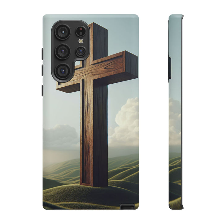 Wooden Cross Phone Case, Inspirational Gift, Christian Decor, Faith-Based Accessory, Unique Tech Gift