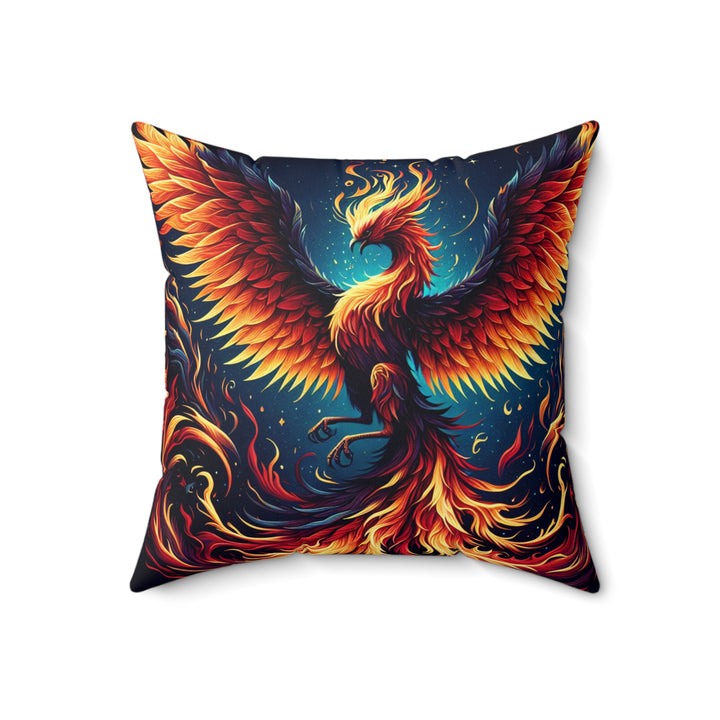 Vibrant Phoenix Throw Pillow, Bohemian Home Decor, Fire Element Cushion, Cozy Living Room Accent, Unique Gift for Dragon Lovers