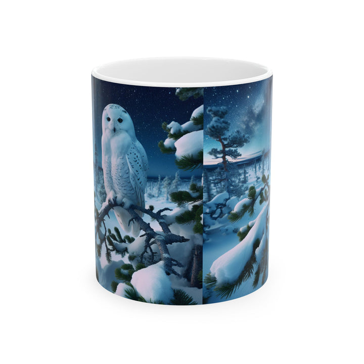 Winter Owl Ceramic Mug - Cozy 11oz & 15oz Coffee Cup for Nature Lovers