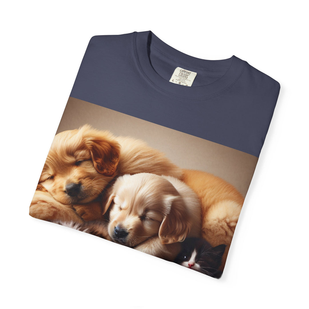 Cute Pets Snuggle Unisex Garment-Dyed T-shirt