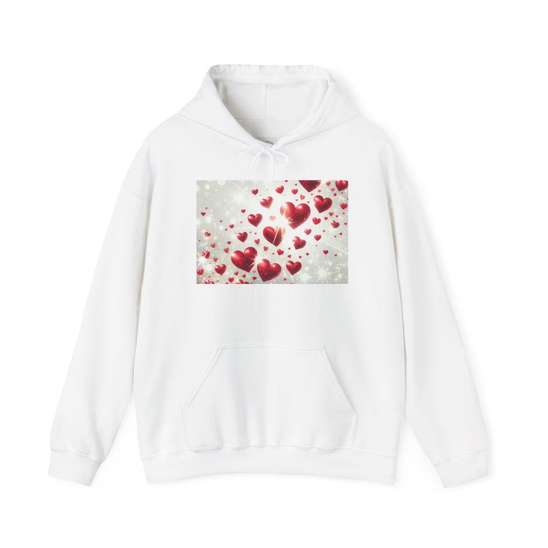 Love Hearts Unisex Hoodie, Cozy Valentine's Day Sweatshirt, Warm Gift for Him/Her, Cute Snug Pullover for Couples, Romantic Apparel