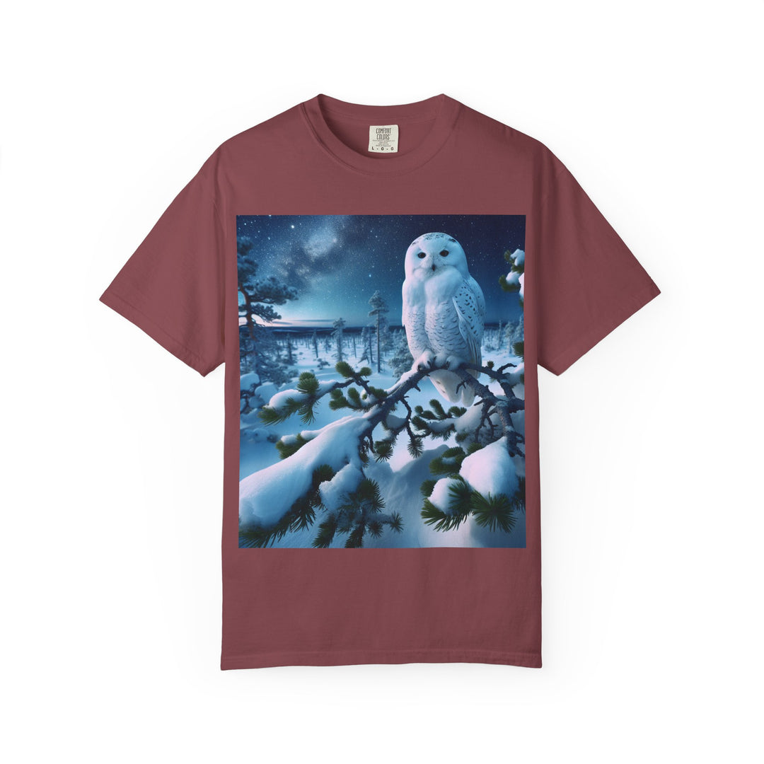 Mystical Owl Unisex Garment-Dyed T-Shirt – Cozy Winter Vibes