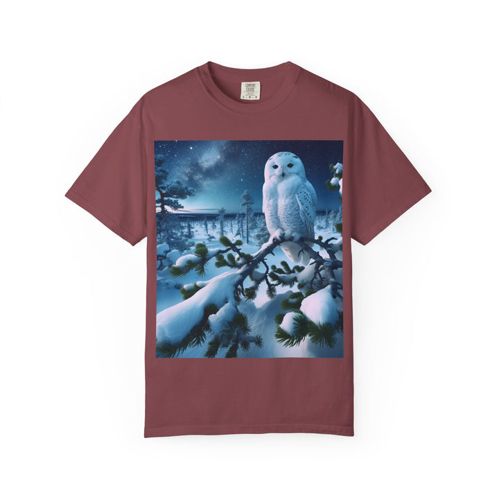 Mystical Owl Unisex Garment-Dyed T-Shirt – Cozy Winter Vibes