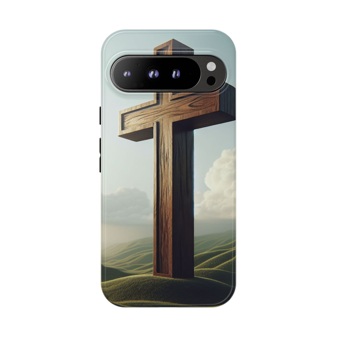 Wooden Cross Phone Case, Inspirational Gift, Christian Decor, Faith-Based Accessory, Unique Tech Gift