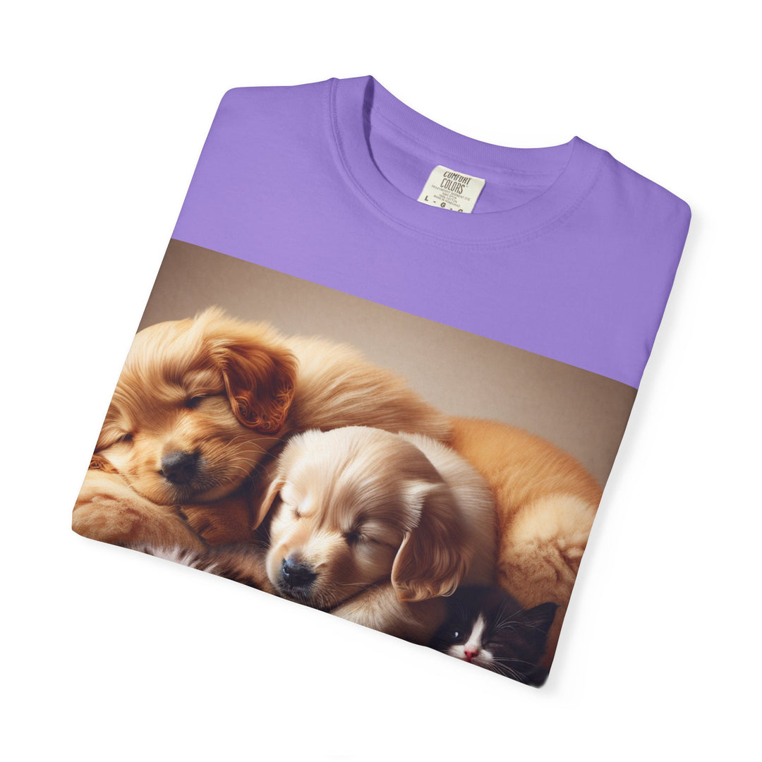 Cute Pets Snuggle Unisex Garment-Dyed T-shirt