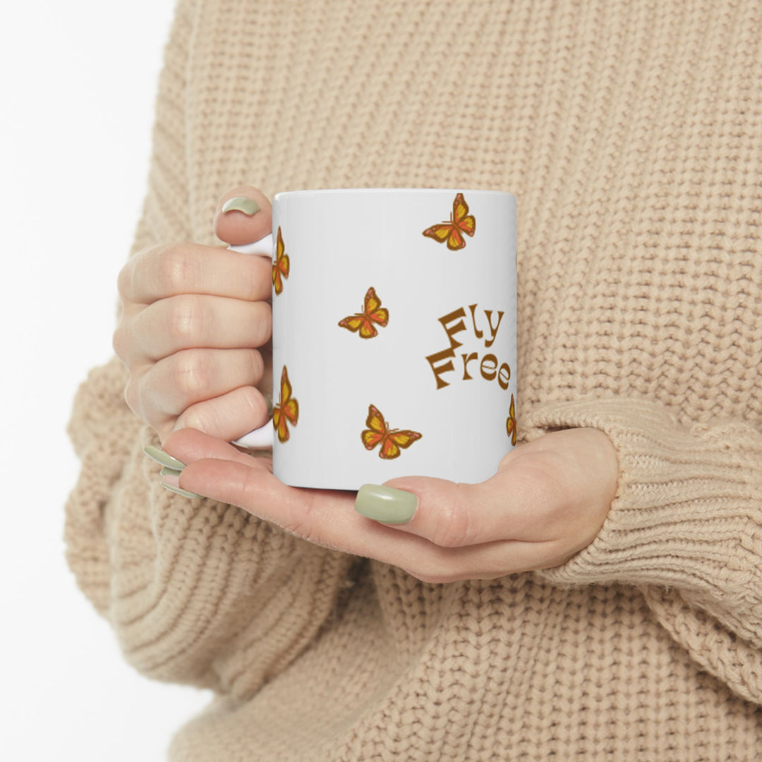 Fly Free Butterfly Ceramic Mug - Inspiring Coffee Cup for Nature Lovers