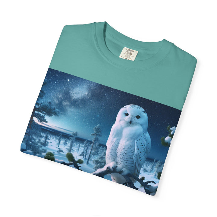 Mystical Owl Unisex Garment-Dyed T-Shirt – Cozy Winter Vibes