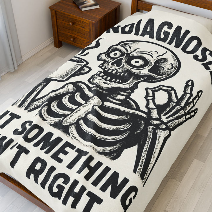 Undiagnosed Skeleton Plush Blanket, Cozy Throw for Home, Halloween Decor, Gift for Medical Professionals, Unique Home Accessory
