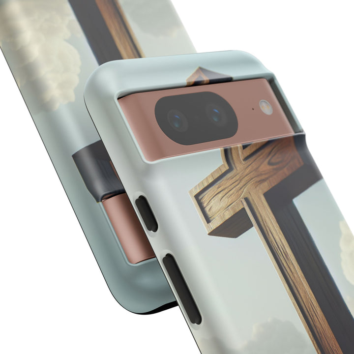 Wooden Cross Phone Case, Inspirational Gift, Christian Decor, Faith-Based Accessory, Unique Tech Gift