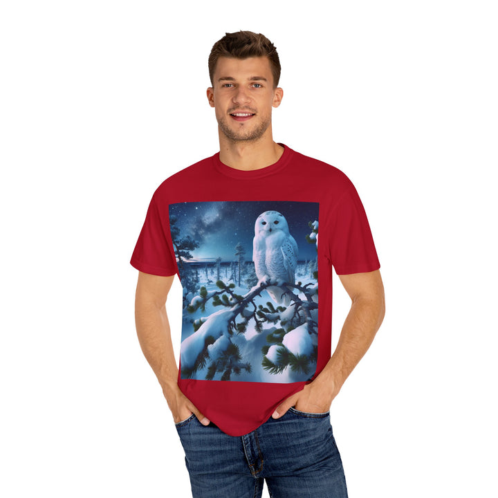 Mystical Owl Unisex Garment-Dyed T-Shirt – Cozy Winter Vibes