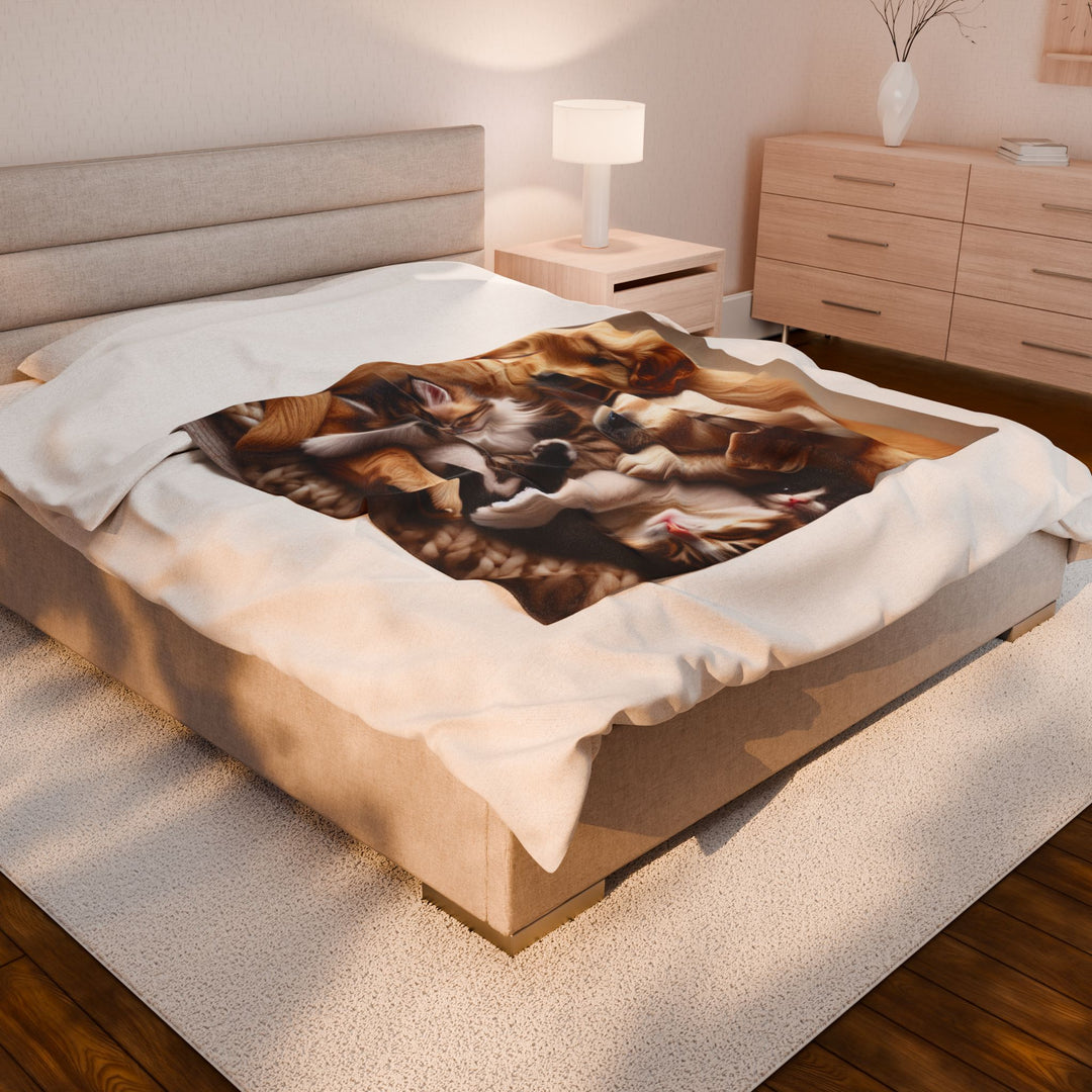 Cozy Pet-Themed Velveteen Plush Blanket - Perfect for Animal Lovers