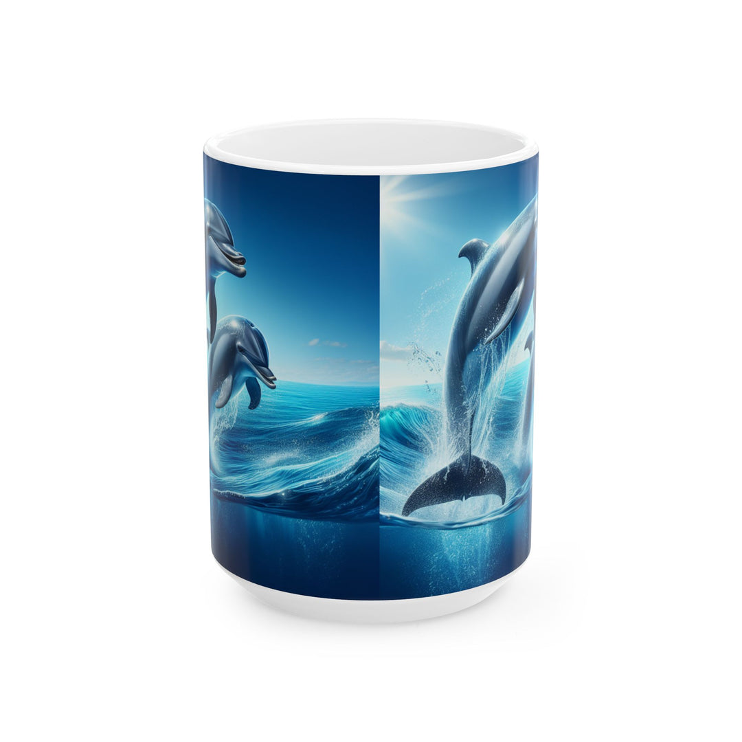 Dolphin Waves Ceramic Mug - Ocean-Themed Coffee Cup for Sea Lovers