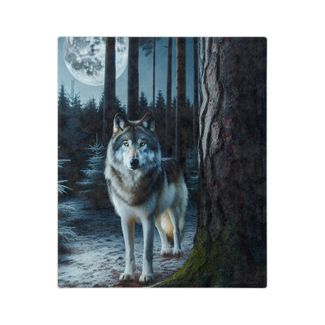 Wolf Design Velveteen Microfiber Blanket – Cozy Outdoor Aesthetic for Nature Lovers