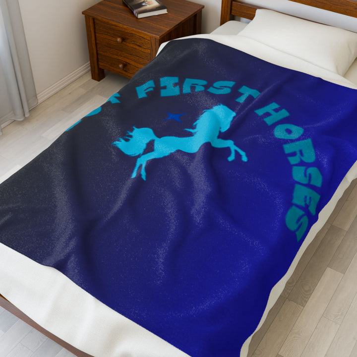 Velveteen Plush Blanket for horse lovers