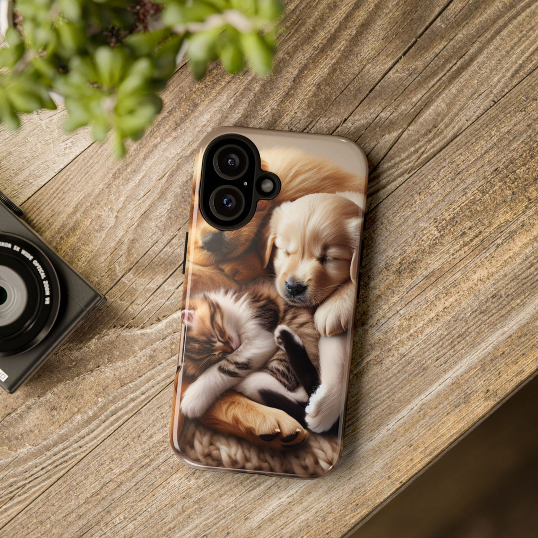 Cute Pets Phone Case - Adorable Puppy and Kitten Design, Animal Lover Gift