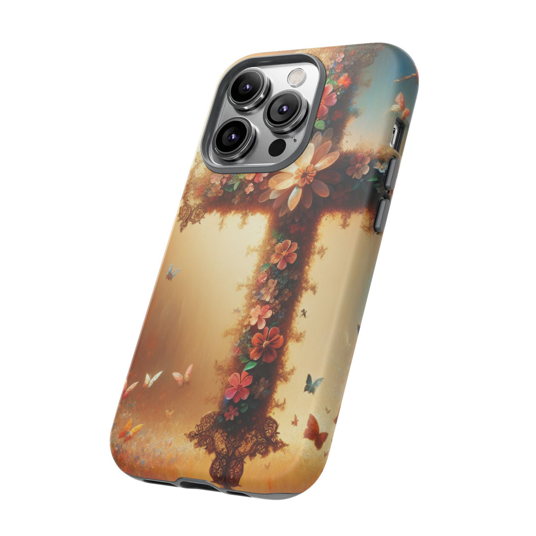 Floral Cross Phone Case, Tough Cases for Christians, Religious Gifts, Cute Floral Accessories, Chic Phone Cover, Spring Vibes